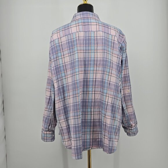 Lauren Ralph Lauren Plaid  Women's Shirt in Blue Pink Button Front Plus Size 3X - Picture 5 of 11